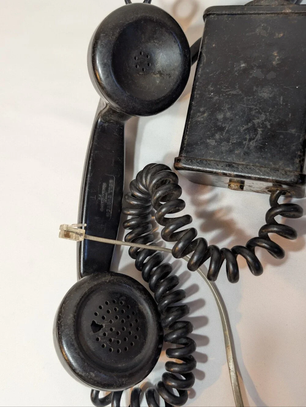 Antique Western Electric Black Rotary Dial Space Saver Wall Mount Phone C1 VTG